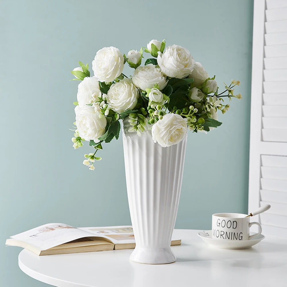 

Ваза для цветов, аксессуары для украшения дома, современные белые керамические вазы для цветов, украшения гостиной, вазы для растений