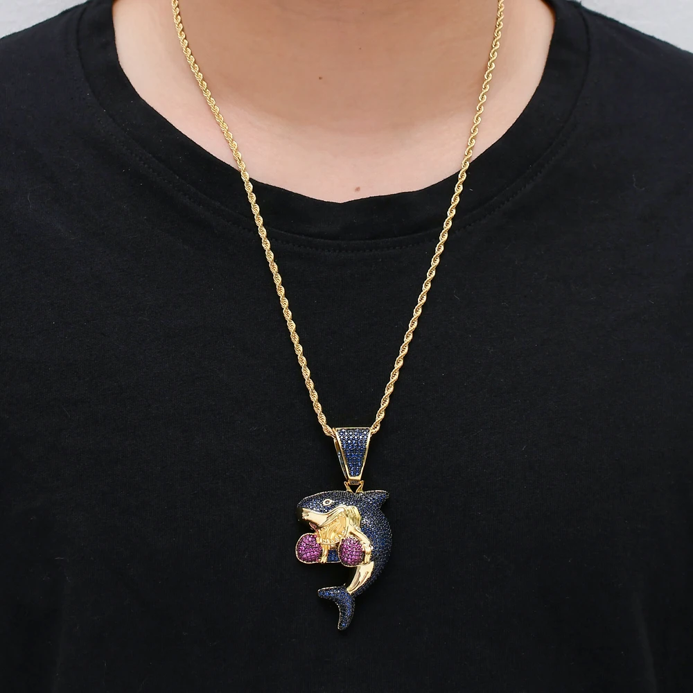 Модное сверкающее ожерелье с фианитами в стиле хип хоп CN091|Ожерелья подвеской| |