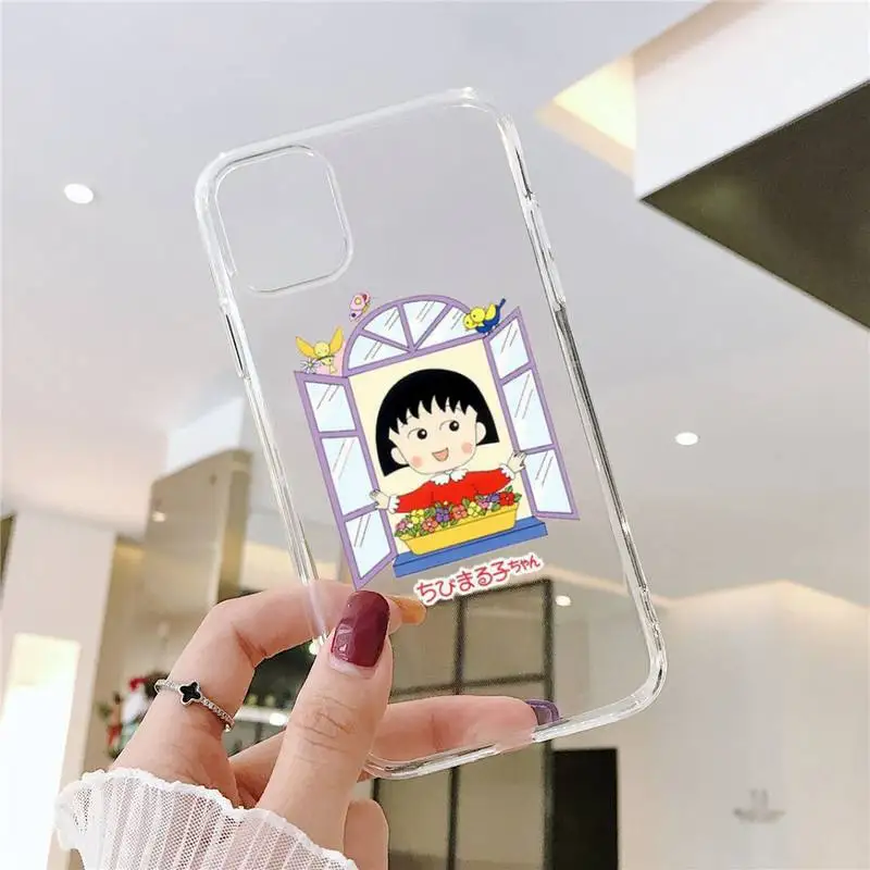 

Anime Chibi Maruko Phone Case Transparent for iPhone 6 7 8 11 12 s mini pro X XS XR MAX Plus SE cover funda