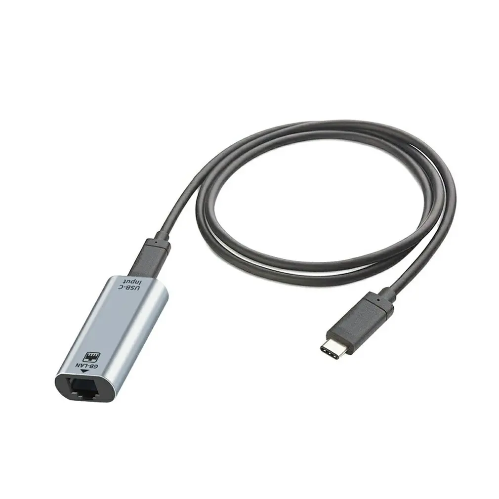 

1m Type-C To Gigabit Ethernet Adapter 1000Mbps High Speed Mini Portable Network Card Computer Accessories Home Office Easy Use