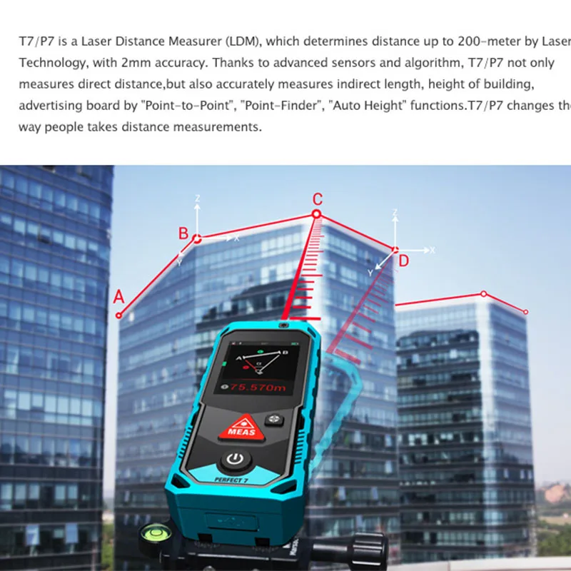 Mileseey P7 80M Bluetooth лазерный дальномер с поворотным сенсорным экраном перезаряжаемый лазерный измеритель 2," ЖК ручной