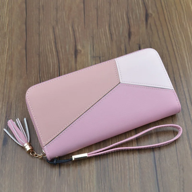 

Geometric Luxury Brand Leather Women Wallets Long Zipper Coin Purses Tassel Design Clutch Wallet Female Money Credit Card Holder