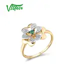 Женское золотое кольцо с изумрудом VISTOSO, ювелирные украшения для вечеринки из чистого золота 14 к 585 пробы