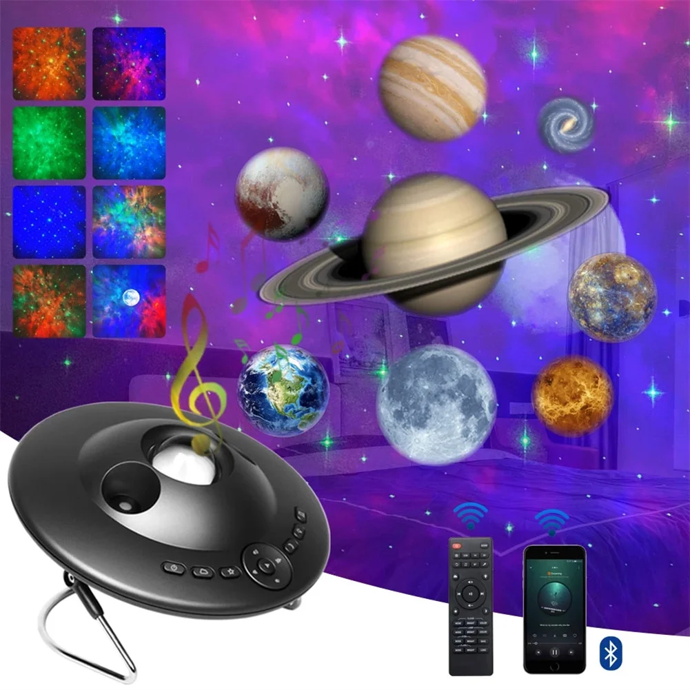 

Colorful Starry Sky Projector LED Star Galaxy Night Light UFO Planet Bluetooth-Speaker For Bedroom Game Room With White Noise