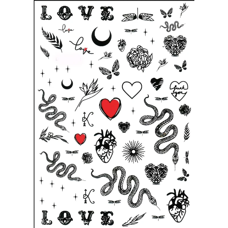 1 лист наклейки для ногтей змея бабочка цветок 3D клейкие дизайна тату украшения |