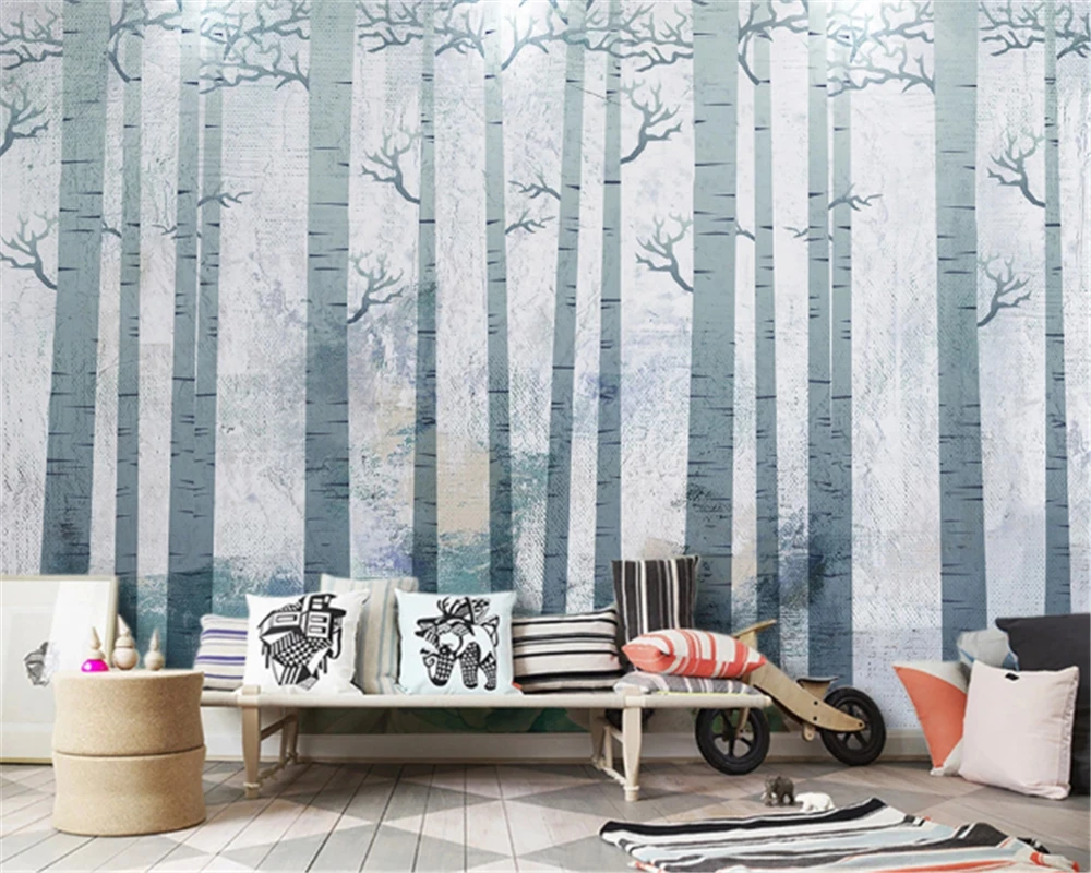 

beibehang Custom 3D Photo Wallpaper Original Nordic Abstract Forest Woods Living Room Bedroom Background Wallpaper De Parede