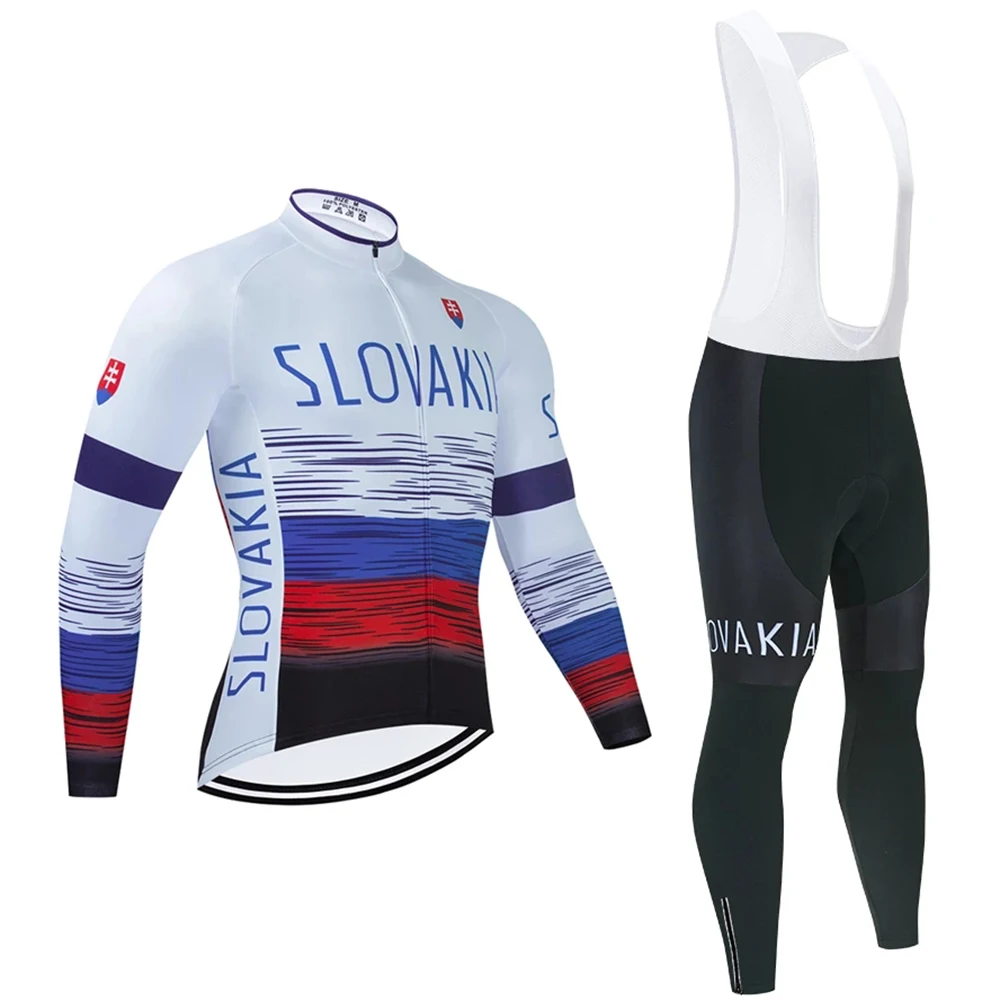 

Spring/Autumn Men's SLOVAKIA Cycling Jersey Bike Pants Sportswear Ropa Ciclismo Quick Dry BICYCLING Long Sleeve Set Maillot