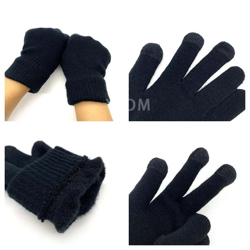 New Super Mario Game Knitted Gloves Black Woolen Teenager Men's Women's Fall Winter Warm Cartoon Touch Screen Ski | Аксессуары