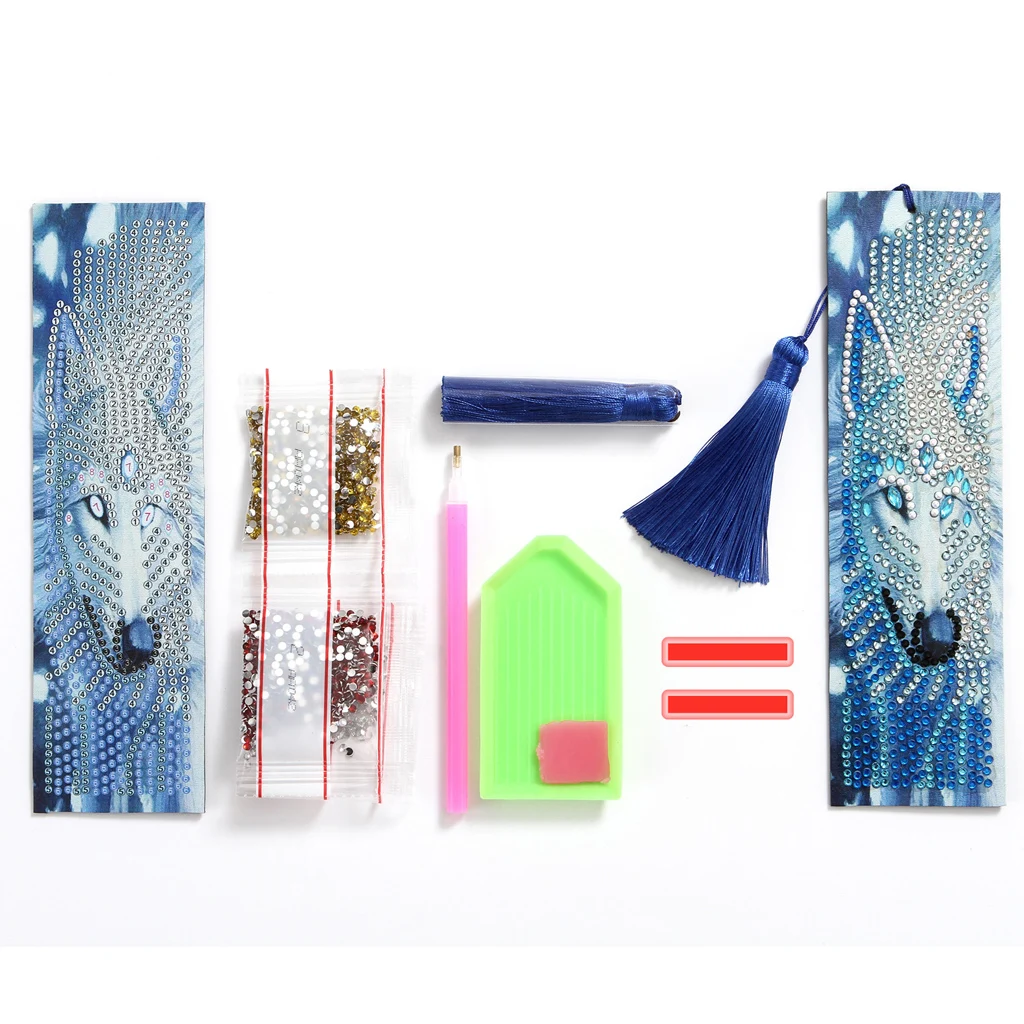 

5D DIY Animal Special Shaped Diamond Painting Bookmark PU Leather Tassel Bookmark DIY Rose Diamond Embroidery Gift