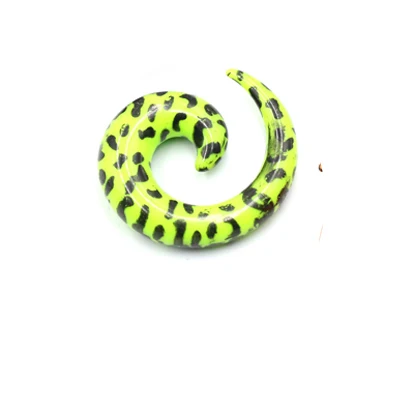 Green Frootprint Новинка, 2 шт., в стиле панк, акриловые, спиральные, конфетные, ушные приспособления, растягивающие пробки и туннели, расширители, пирсинг, ювелирные изделия, вечерние, подарок - Окраска металла: Green Frootprint