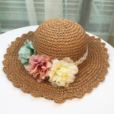 Brand Soft Floppy Hat Sun Summer Straw Beach Cap Women And Kid Girls Flower Decor Fashion Hats | Детская одежда и обувь