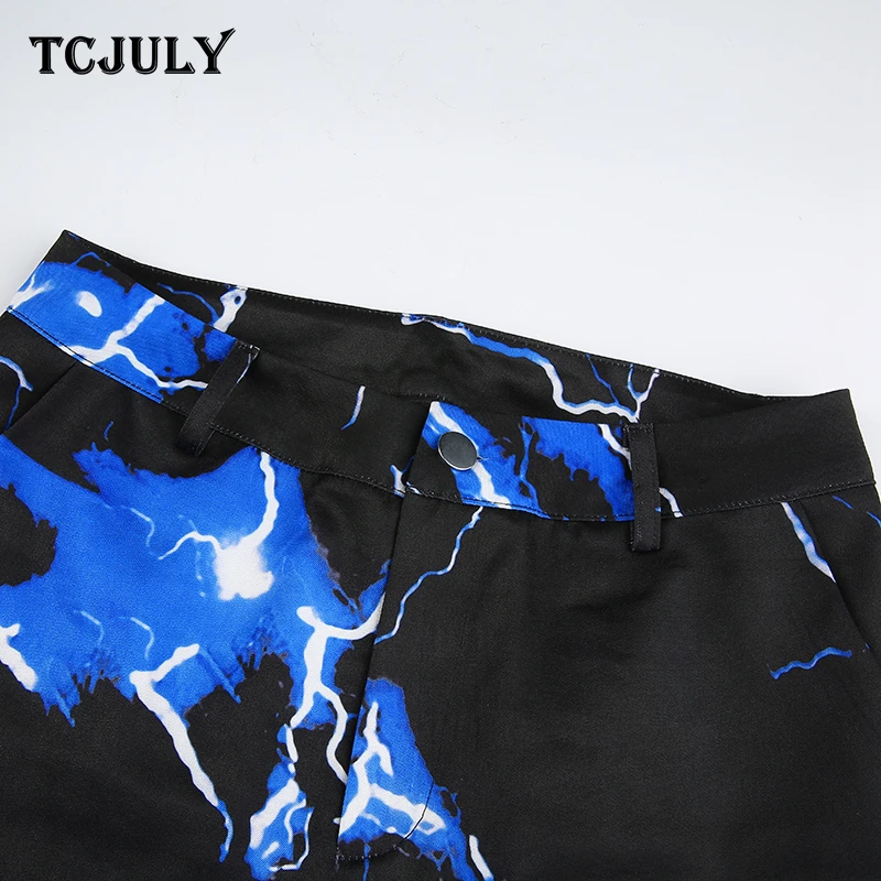 TCJULY, Северная Америка, лидер продаж, прямые брюки с принтом молнии, брюки с высокой талией для женщин, уличная одежда, повседневные штаны