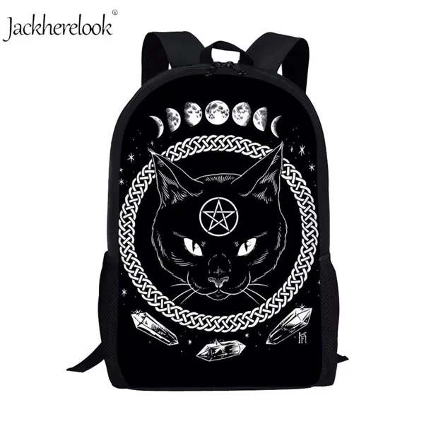 HK862C Jackhereook Черный Инь Ян кошки школьные рюкзаки для девочек милый детский рюкзак для котенка для мальчиков книжные сумки для начальной школы Студенческая сумка детские подарки - Цвет: HK862C