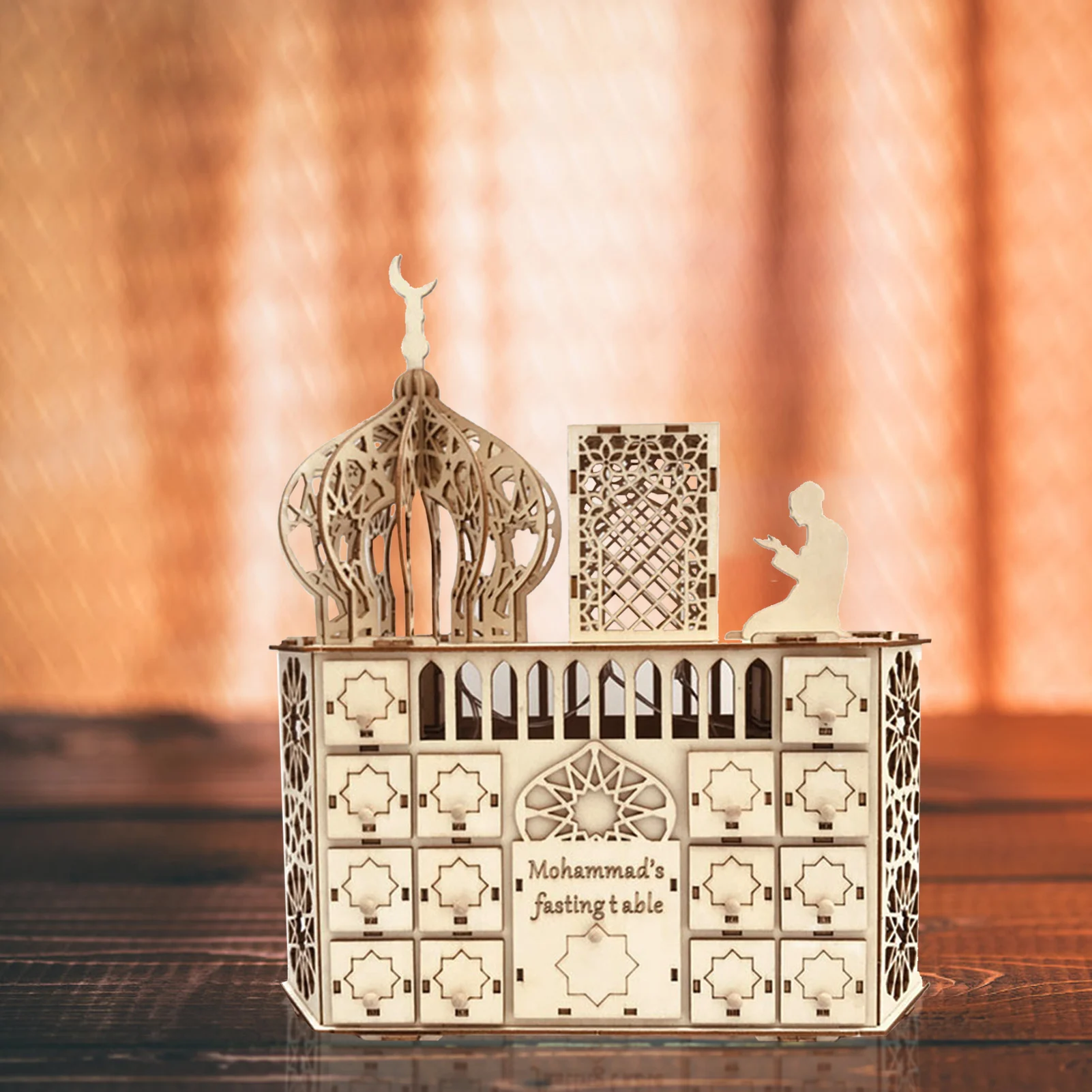 

Wooden Eid Mubarak Ramadan Advent Calendar DIY Countdown Drawer Light Home Decor, Stable Structure, Easy To Assemble