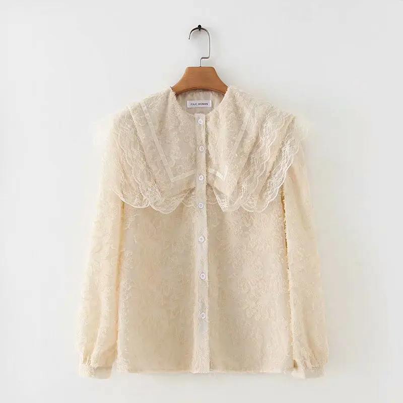 Новый женский жаккардовый кардиган с кукольным вырезом женская блузка топы