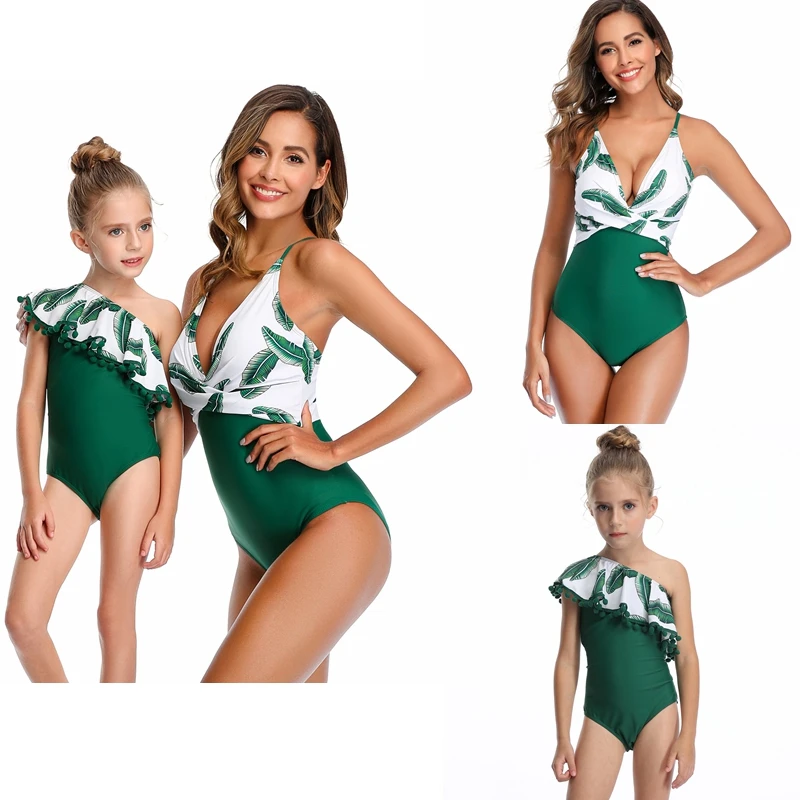Zipzop Женский Детский купальник с цветочными листьями оборками пуш-ап бикини Biquni