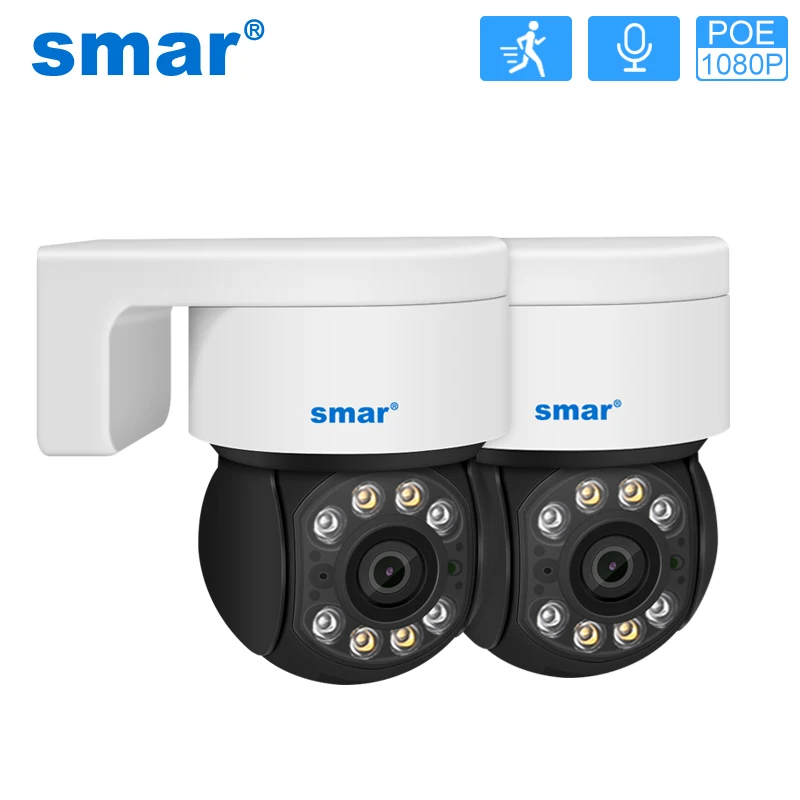 

Smar 2PCS/LOT POE PTZ Camera 1080P Outdoor Two Way Audio SD Card Slot AI Human Detect Dual Light Speed Dome CCTV Surveillance