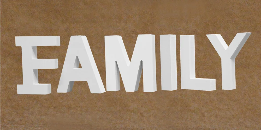 FAMILY Diy Freestanding thick 15MM Wood Wooden Letters White Alphabet Wedding Birthday Party Home Decorations Personalised Name Design - Цвет: FAMILY