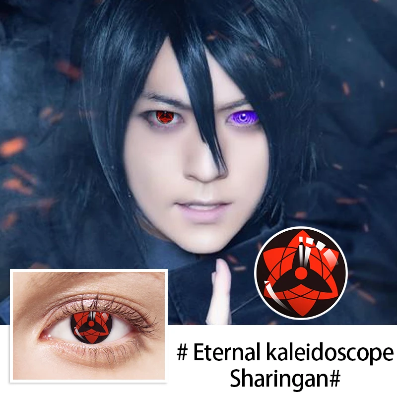 nideyanj 2pcs pair sharingan contact lenses cosplay red lens eyes sharingan colored contacted lenses for eyes free global shipping