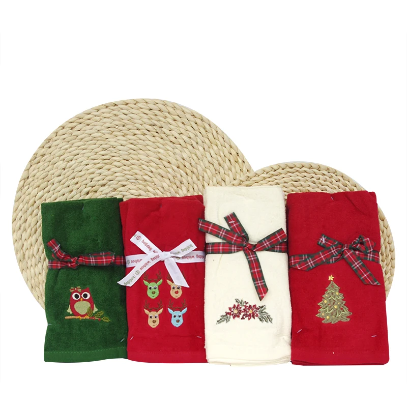 100% хлопок полотенце для лица детей мультяшный Санта Клаус Сова снеговик дерево