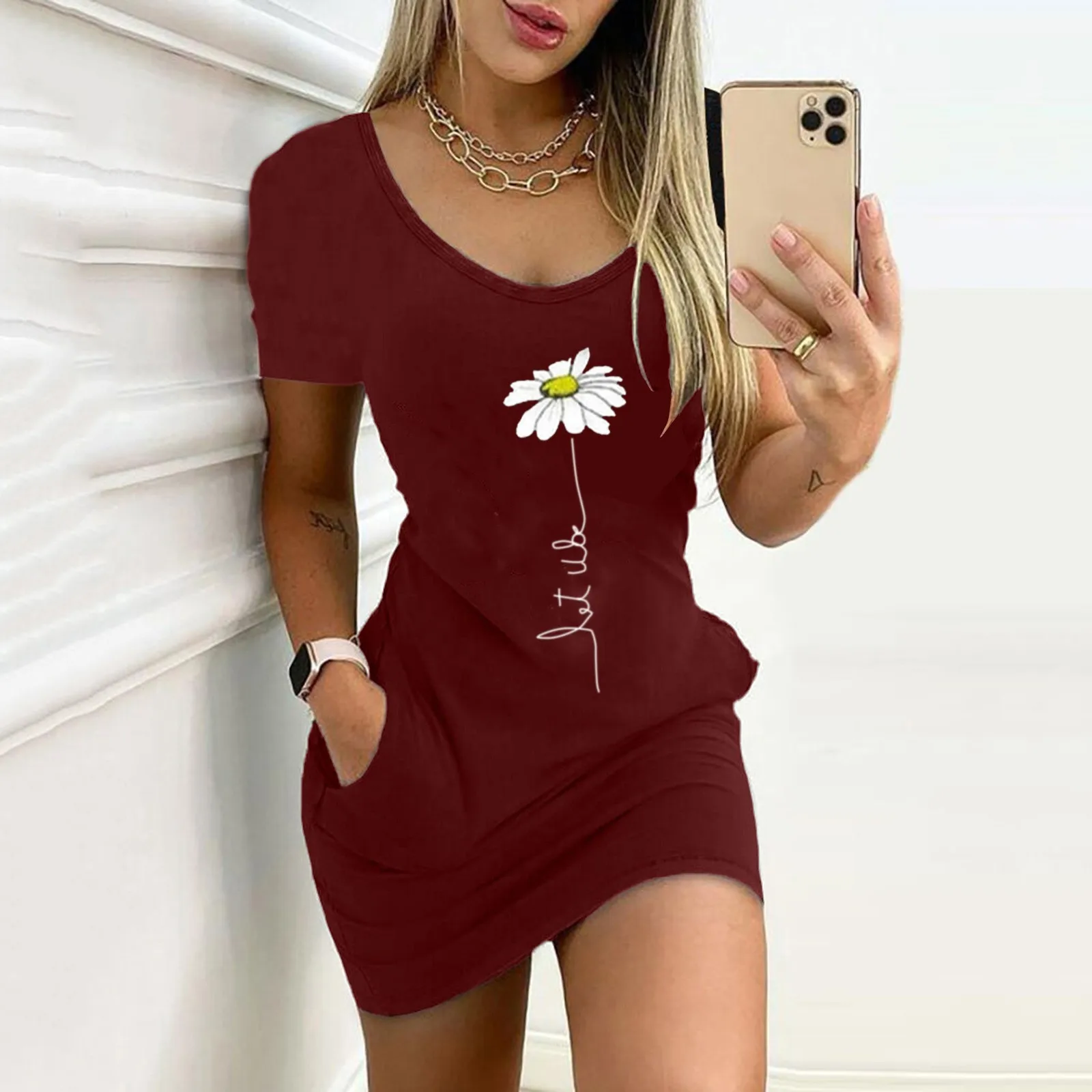 68 # платье с цветочным узором женское модное поясом и коротким рукавом V-образным