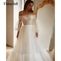 thinyfull long sleeves a line strapless beach simple wedding dresses beaded princess beach bridal gowns wedding party dress