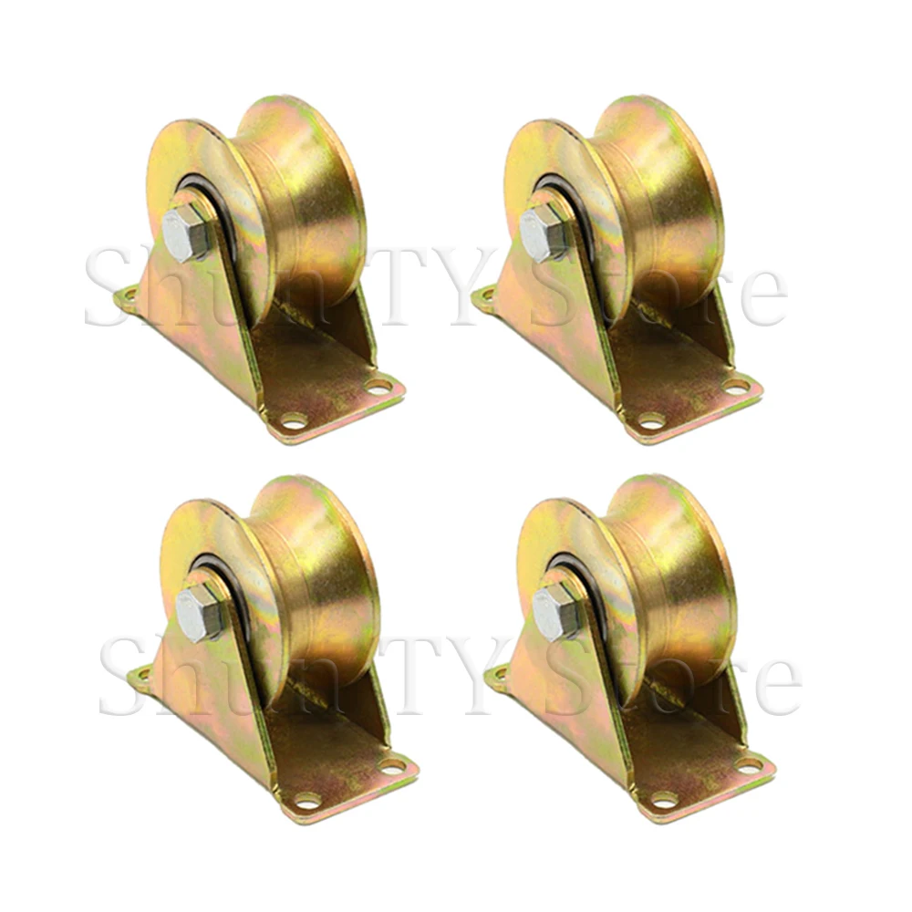 1/2/4 Pcs 2&quot Steel U-Groove Wheel Heavy Duty Rigid Caster Max Loading Capacity 551 lbs For Inverted Track Sliding Gate Industria |
