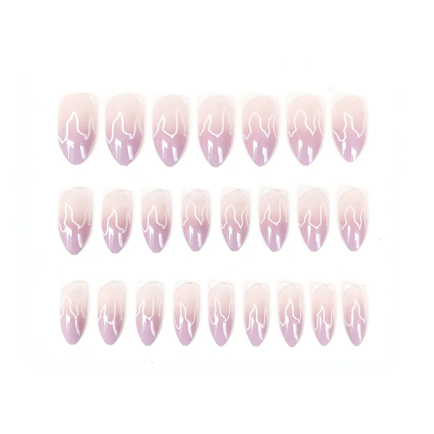 24pcs Flame False Nail Matte French Fake With Glue Press on Nails Art Decoration For Fashion Girl Tools | Красота и здоровье