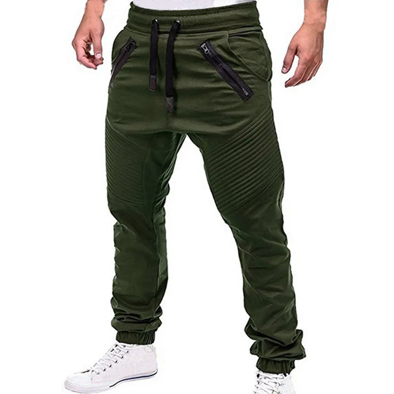 

en Casual Joggers Pants Solid Thin Cargo Sweatpants Male Multi-pocket Trousers New Mens Sportswear Hip Hop Harem Pencil Pants