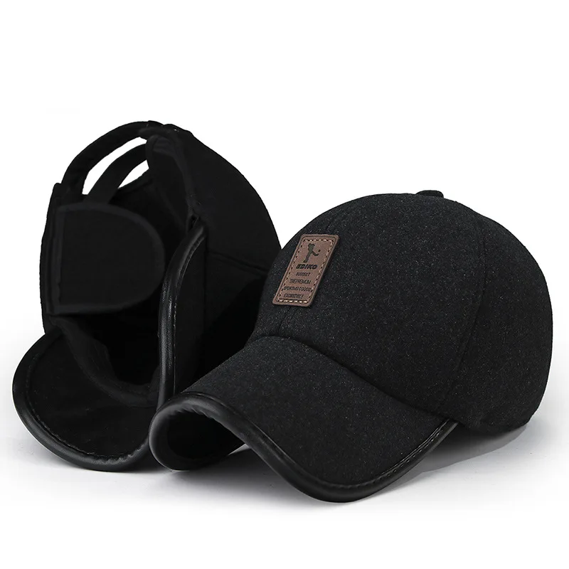 Новая мужская шерстяная шапка Толстая теплая бейсбольная кепка бейсболка шляпка