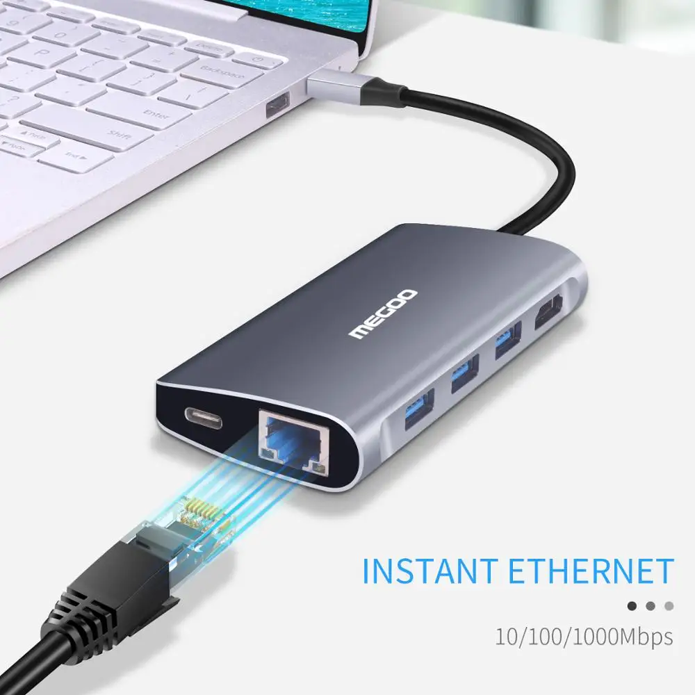 Док станция Megoo 8 в 1 USB C для ноутбука док типа VGA/HDMI/Ethernet/USB3.0/PD зарядки Surface Go/Mac