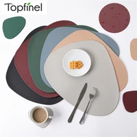 topfinel pu placemat table mats leather tableware oil proof in kitchen washable green wine cup coaster