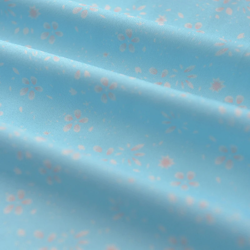 

Полметра небесно-голубого цвета, Цвет шифон ткани с нежным цветочным принтом, Hanamde DIY платье одежда детей тканевый швейный материал CR-917