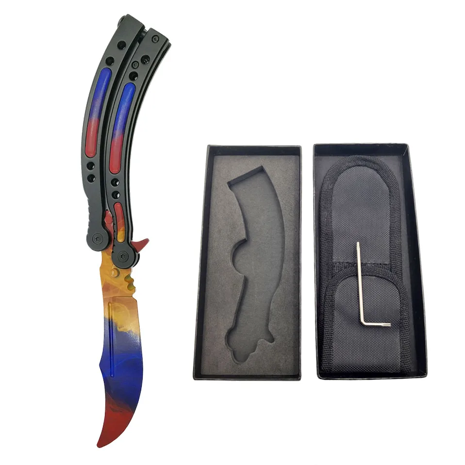 Marble Fade Swayboo CS GO керамбит складной нож бабочка отвертка бабочка в ящик для ножей тренировочный футляр для ножей инструмент для практики без края - Цвет: Marble Fade