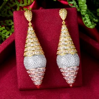 soramoore vintage royal pattern dangle earrings for women wedding cubic zirconia cz crystal sparkling naija dance party earring