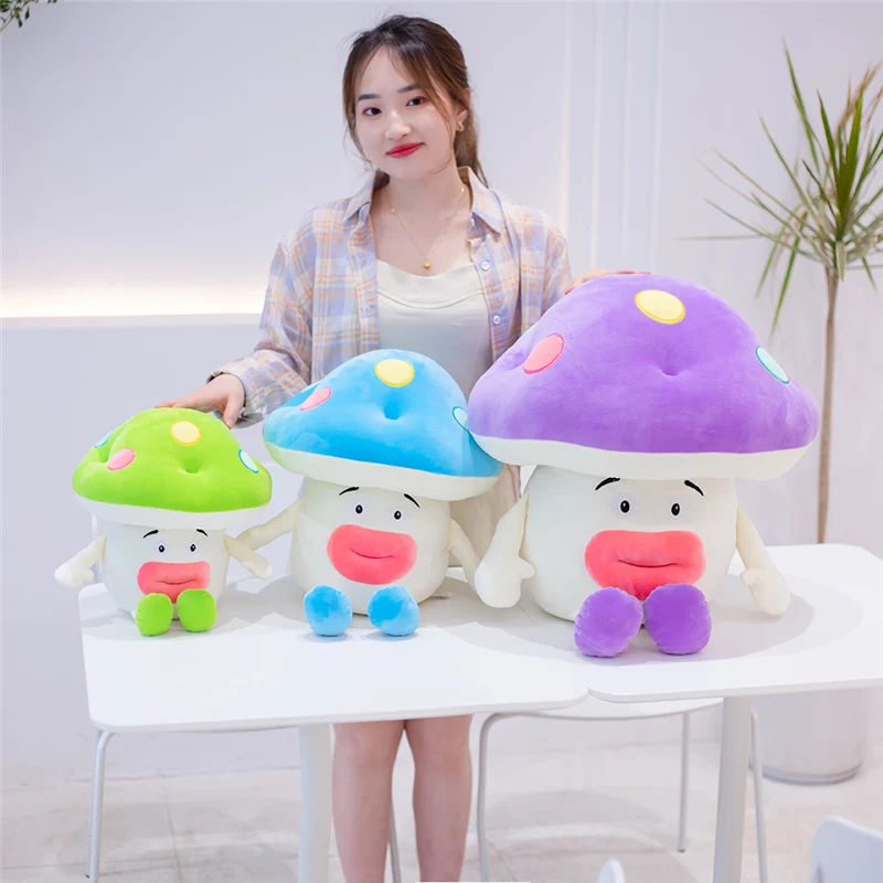 

35-60CM Cartoon Mushroom Pillow Soft Plush Toy Non-deformable Comfortable Fabric Funny Doll Home Decorate Cushion Christmas Gift