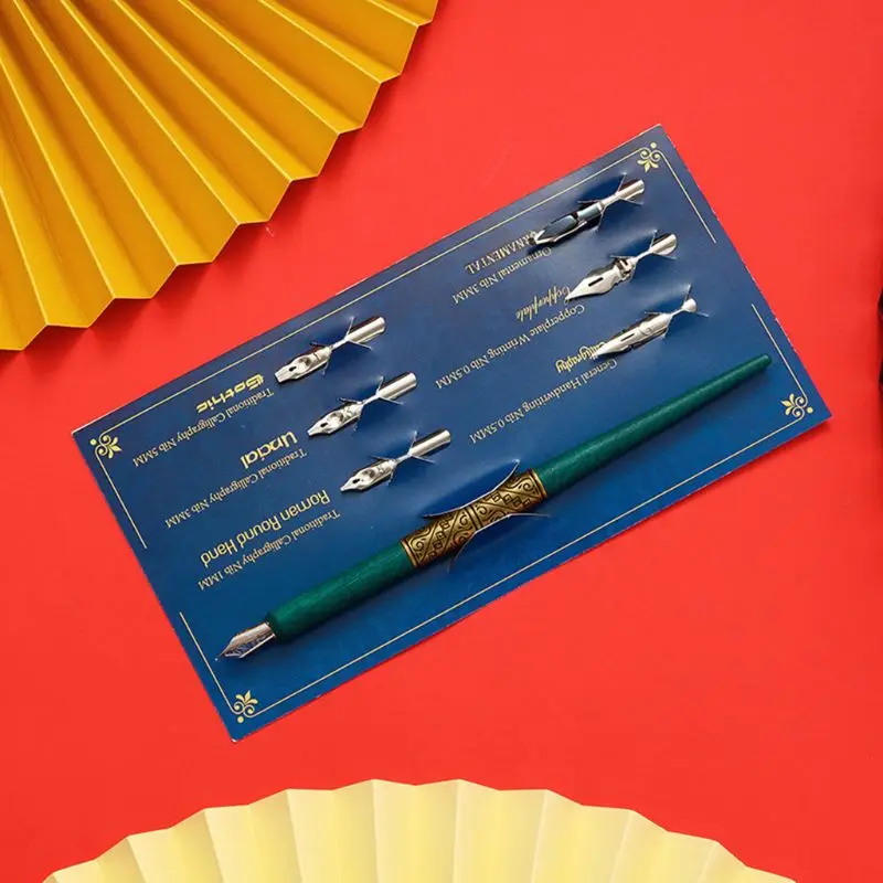 Деревянная ручка для каллиграфии манги с 6 наконечниками набор надписей скихинга