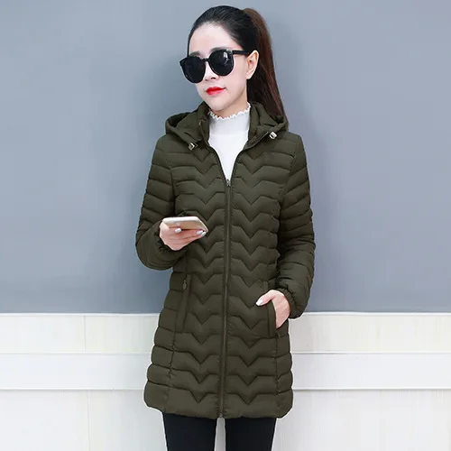 dark green Парки женские зимние пальто утепленные хлопковые куртки парки для женщин зимние длинные толстые теплые хлопковые пиджаки mujer invierno - Цвет: dark green