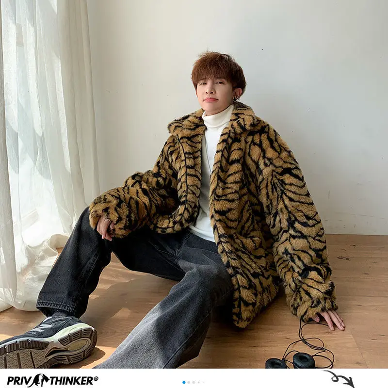 Мужская Зимняя парка с принтом тигра Privathinker повседневная куртка оверсайз в