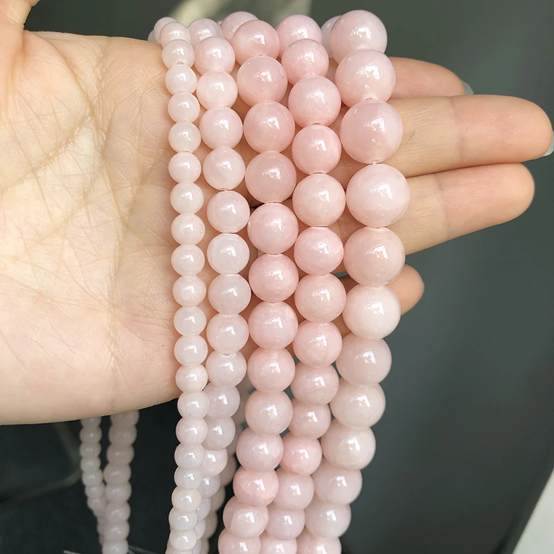 Бусины из натурального камня светло-розового нефрит халцедон круглые бусины с