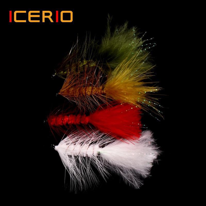 ICERIO 6 шт. шерстяные груггеры рыболовные Нахлыстовые приманки оливковый Красный
