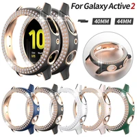 women two rows diamond pc cover for samsung galaxy watch active 2 case 40mm 44mm active2 hard bumper two color bling frame