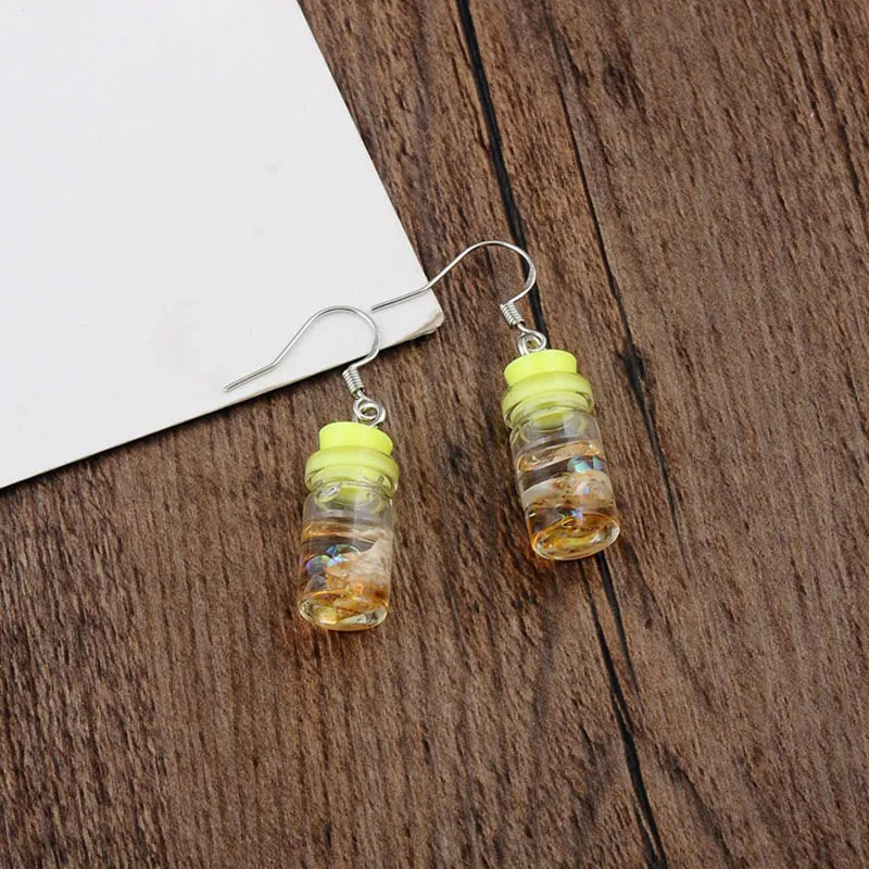 Yellow conch bottle BTWGL смешной уникальный пузырьковый чай, персонализованные серьги-капли, смола, молоко, чай, напиток, серьги для девочки, забавные вечерние ювелирные изделия, рождественский подарок - Окраска металла: Yellow conch bottle