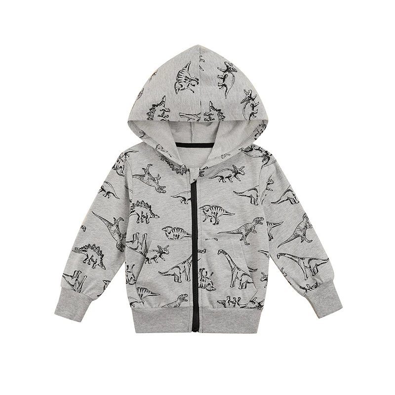Повседневная куртка с капюшоном и карманами для мальчиков серое пальто на молнии