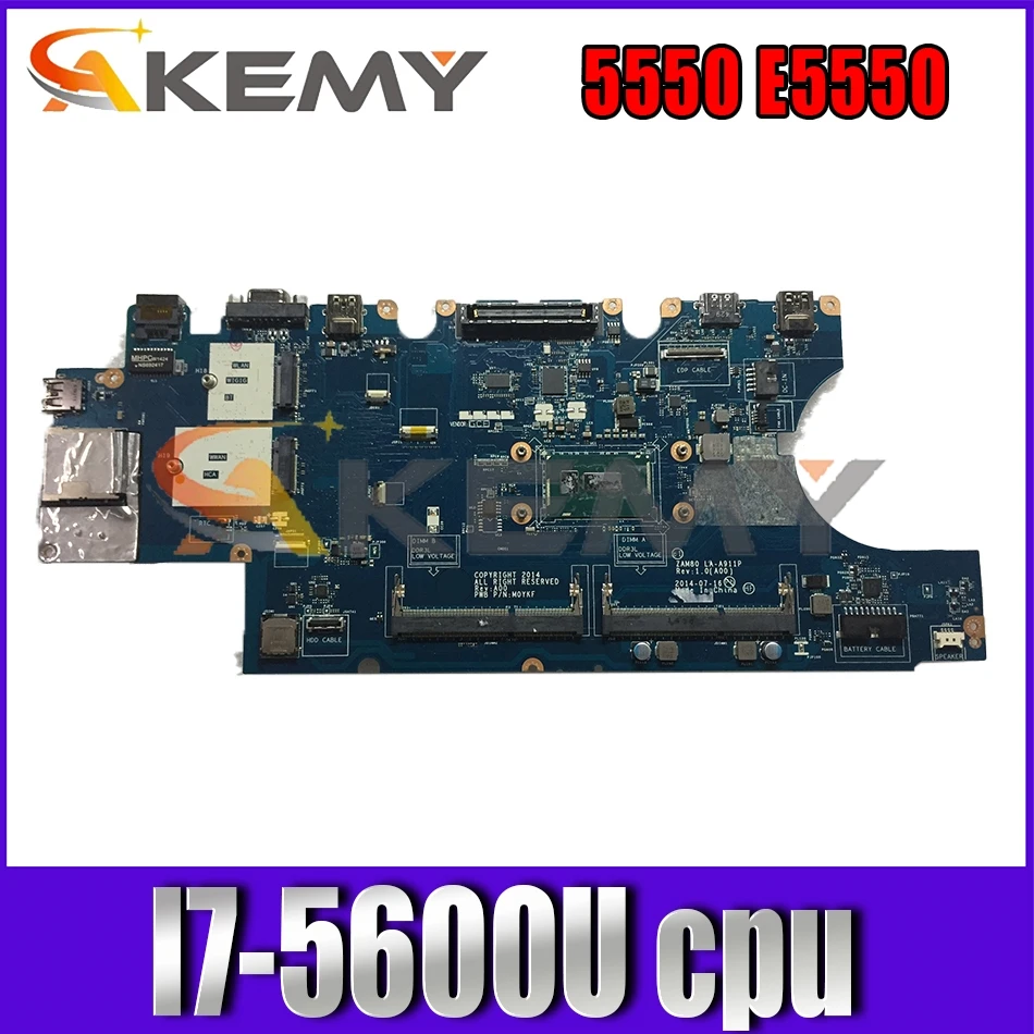 

CN-0K9D27 0DWVYV 0K9D27 For DELL Latitude 5550 E5550 Laptop Motherboard ZAM80 LA-A911P With SR23V I7-5600U 100% Fully Tested