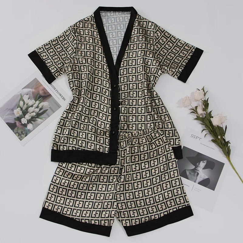 

women's luxury pajama set, Satin Pajamas, casual wear, spring 2021