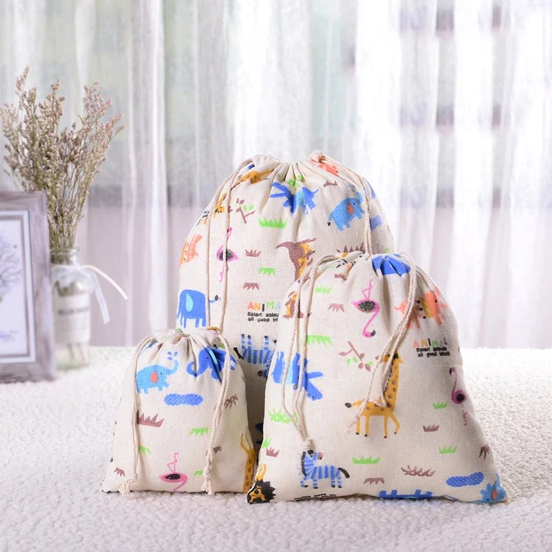 Повседневная женская сумка для покупок из хлопка на шнурке многоразовая