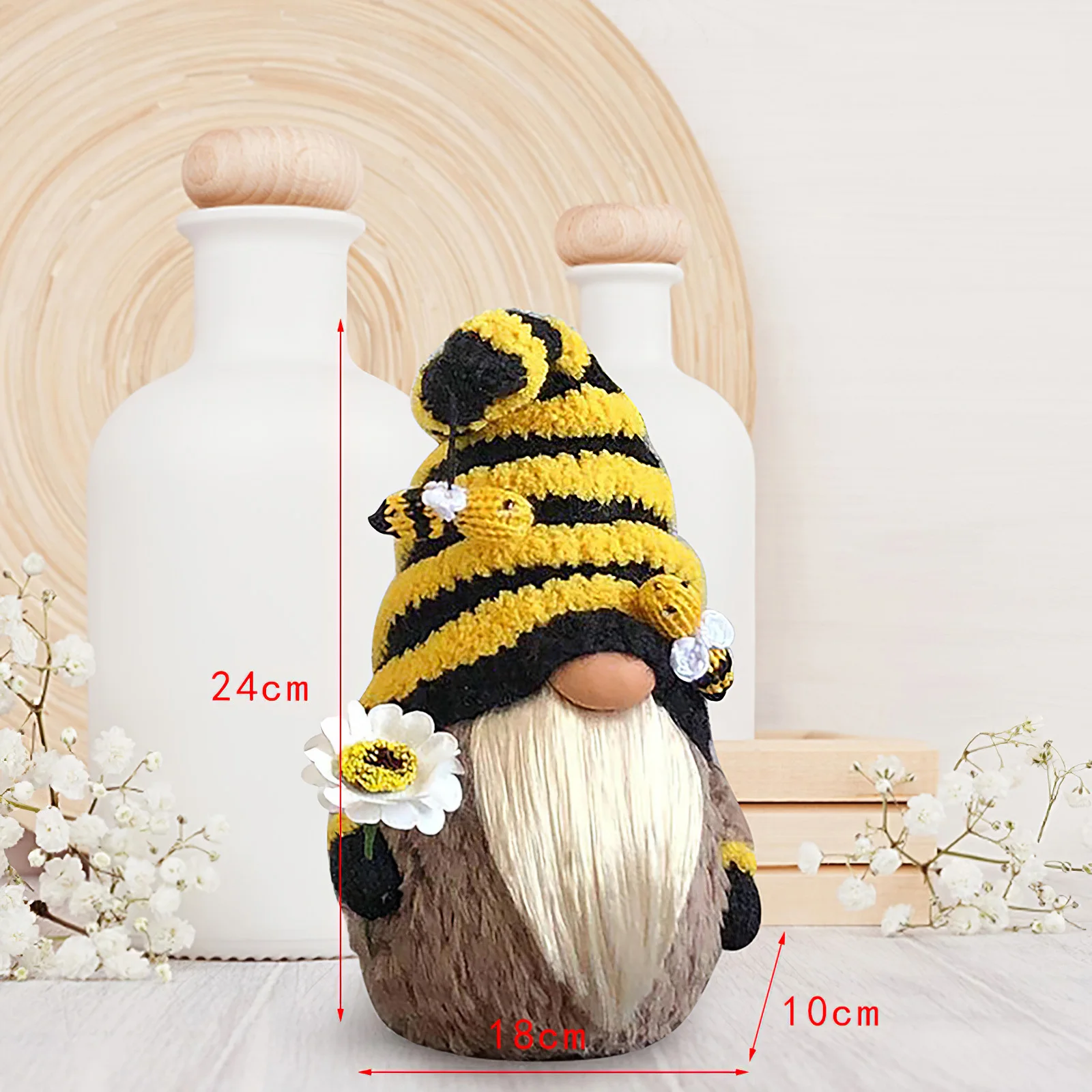 

Bee Striped Gnome Honey Bee Elfs Dolls Home Decorations Hanging Ornaments Figurines Miniatures Festival Supplies Doll Toy Decor