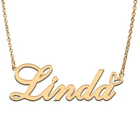linda love heart name necklace personalized gold plated stainless steel collar for women girls friends birthday wedding gift
