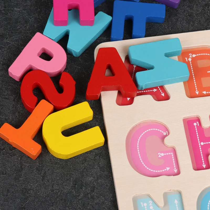 

ABC Puzzle Digital Wooden Toys Early Learning Jigsaw Letter Alphabet Number Puzzle Preschool Educational Baby Toys for Children
